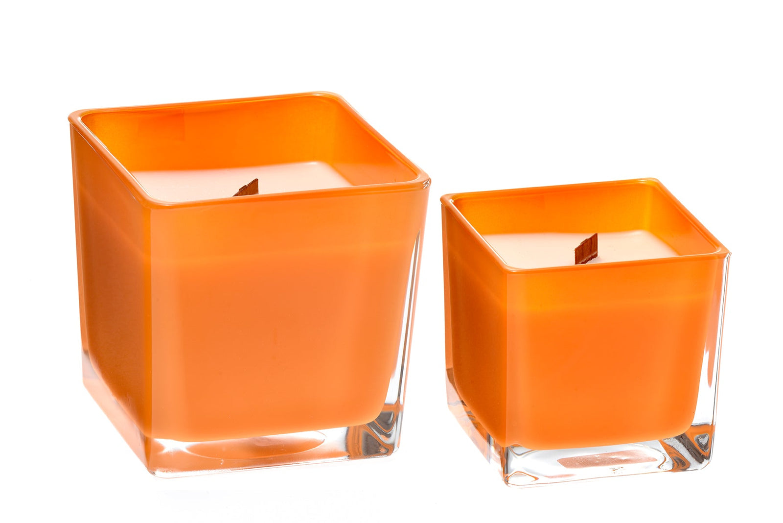 Grapefruit coconut wax candle in orange glass holder