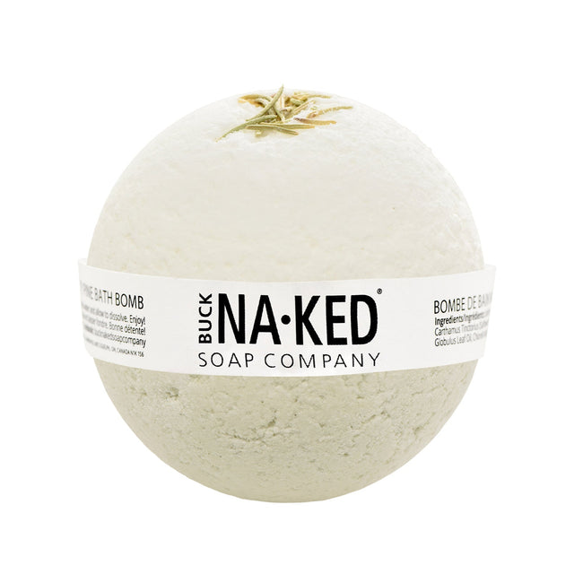 Bath bomb from the Naked Soap Company on a white background