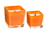 Grapefruit coconut wax candle in orange glass holder