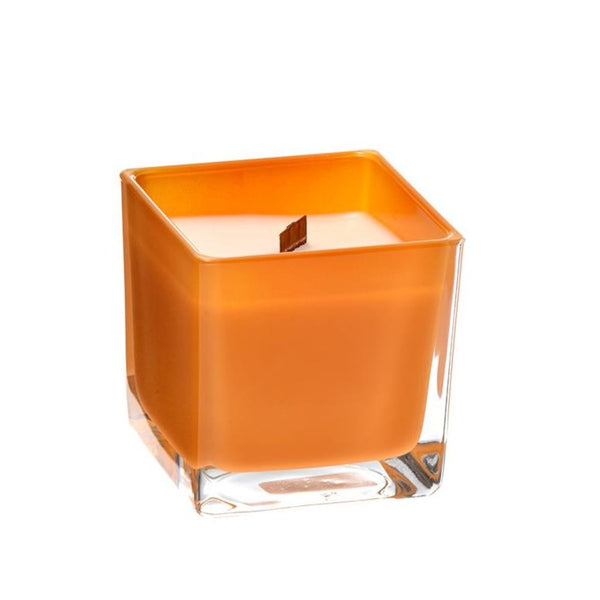 Grapefruit coconut wax candle in orange glass holder
