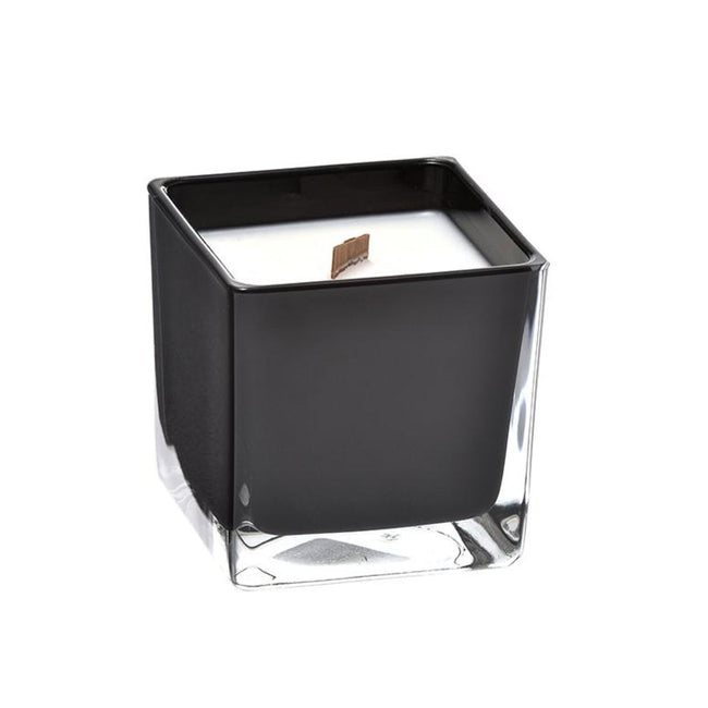 Jasmine coconut wax candle in black glass holder