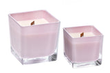Eucalyptus coconut wax candle in pink glass holder