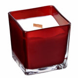 Rose coconut wax candle in red glass holder