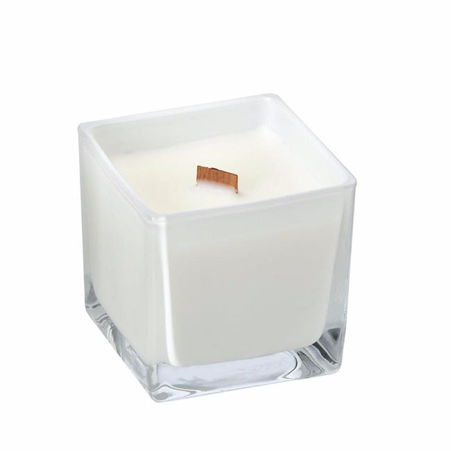 Vanilla Chai coconut wax candle in white glass holder
