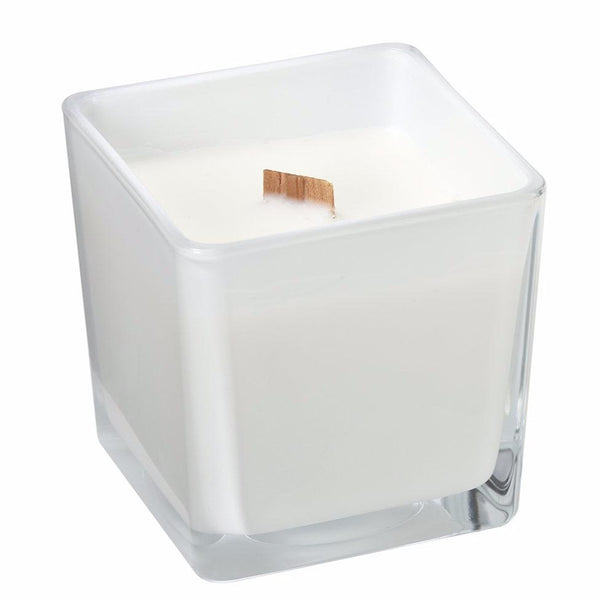 Vanilla Chai coconut wax candle in white glass holder